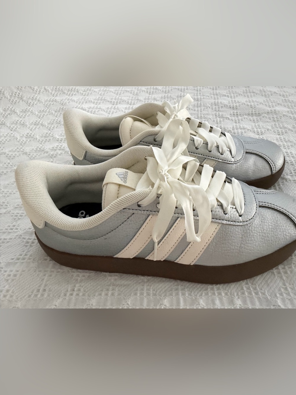 Adidas silver metallic VL Court 3.0 sneakers Size 7